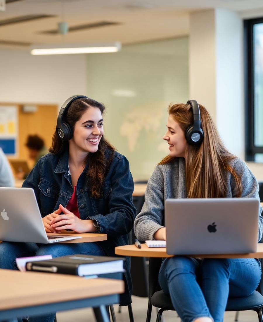 Estudantes praticando inglês em roda